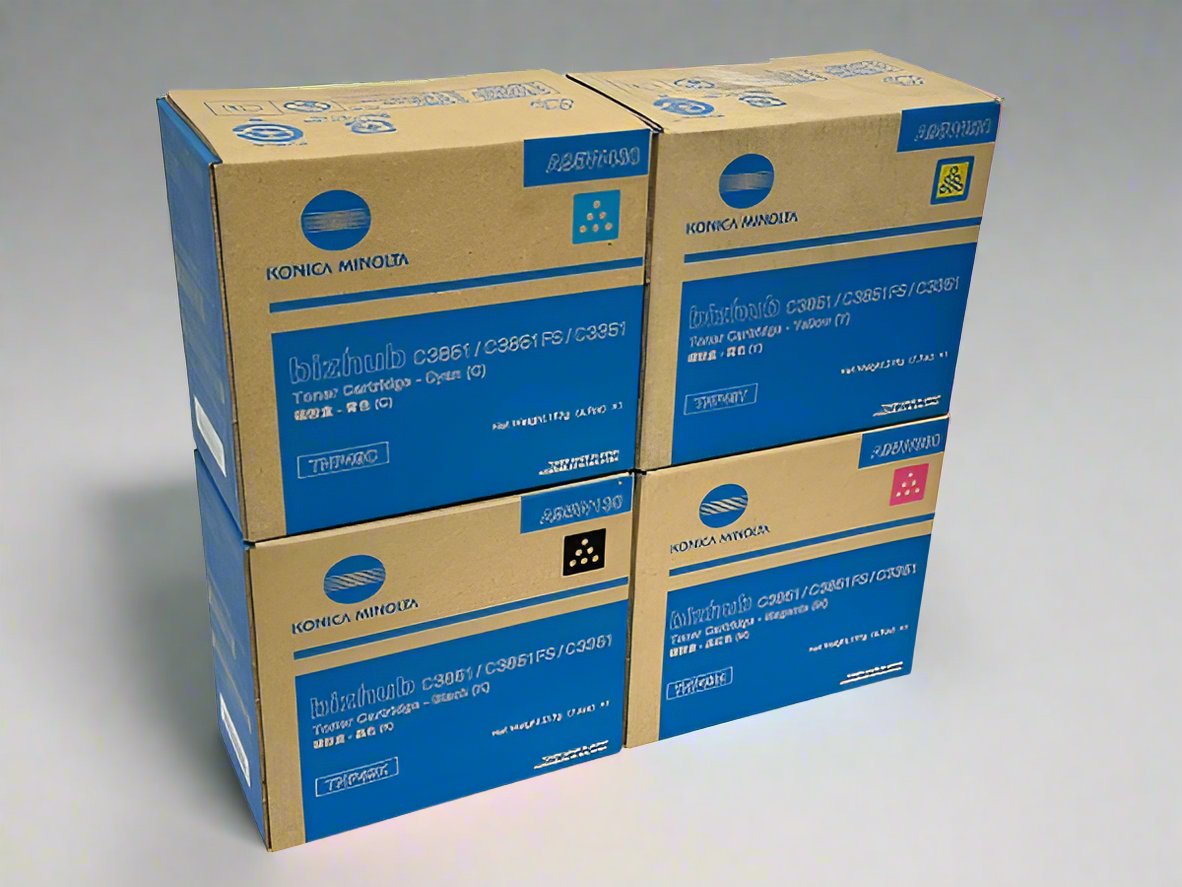 Genuine Konica Minolta OEM Toner Cartridge Set Cyan, Magenta, Yellow, Black - TNP49